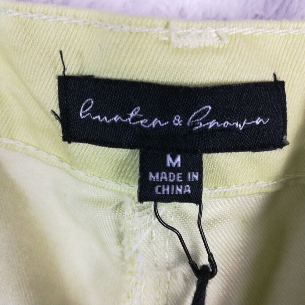 Hunter & Brown Womens Pants Wide Leg Cargo Trouser Yellow Pleated High M‎ New - Picture 6 of 10